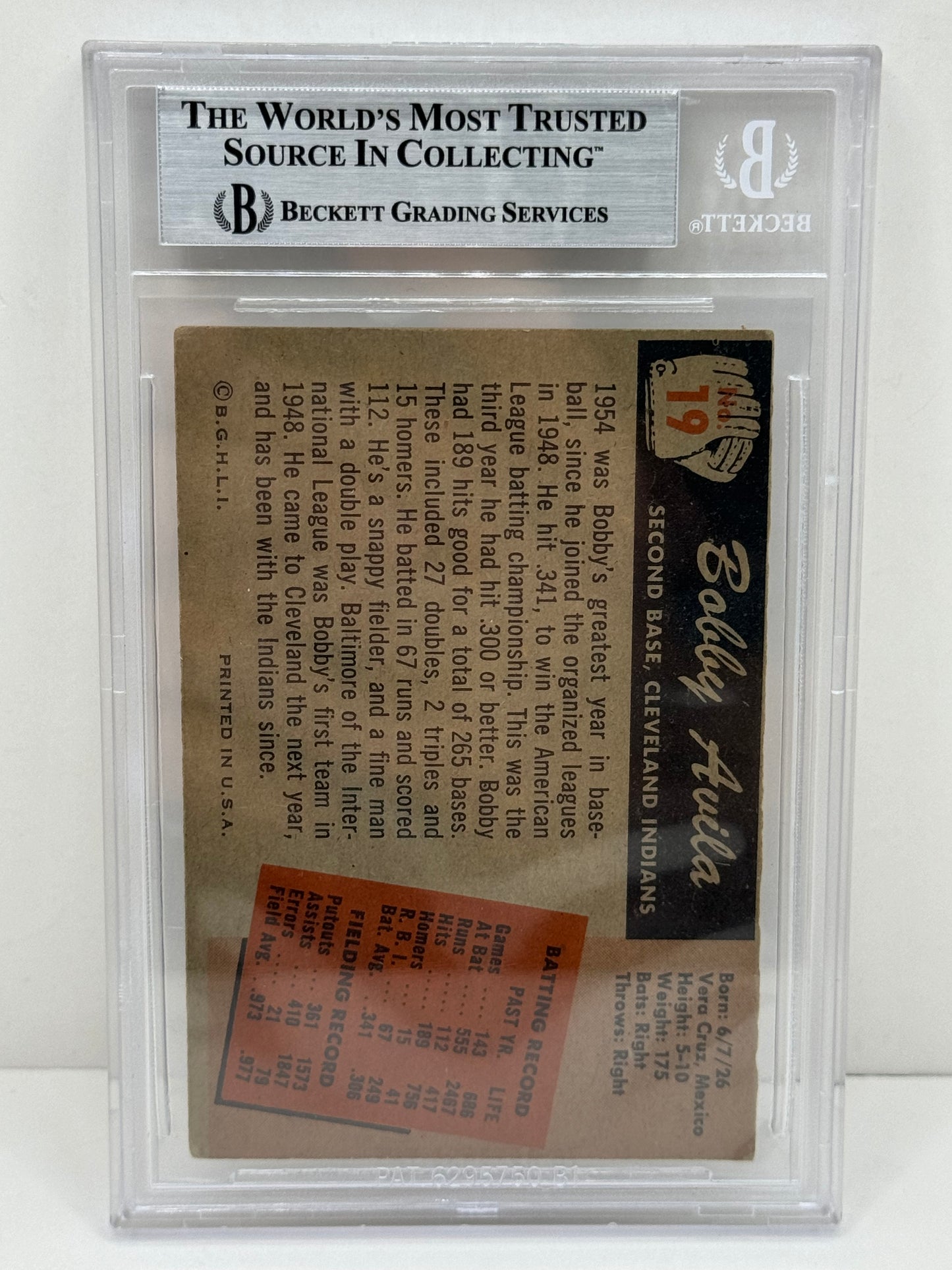 1955 Bowman Bobby Avila #19 Auto Beckett Authentic Deceased in 2004