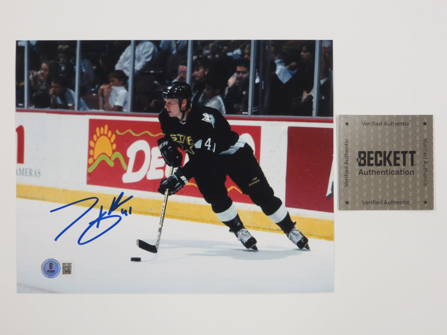 TONY HRKAC DALLAS STARS SIGNED 8x10 HOCKEY PHOTO PUCK CONTROL BAS COA