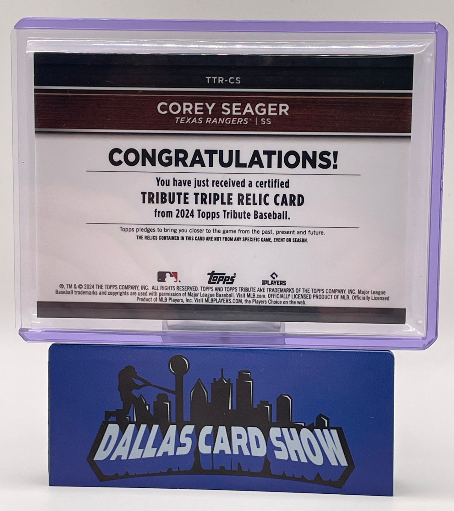 2024 Topps Tribute #TTR-CS Corey Seager Tribute Triple Relic /50