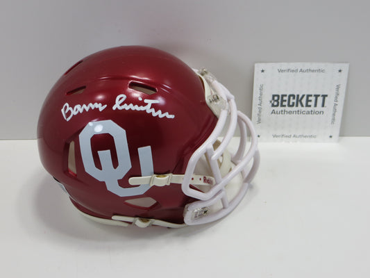 BARRY SWITZER OKLAHOMA OU SOONERS SIGNED MINI HELMET Cowboys BAS