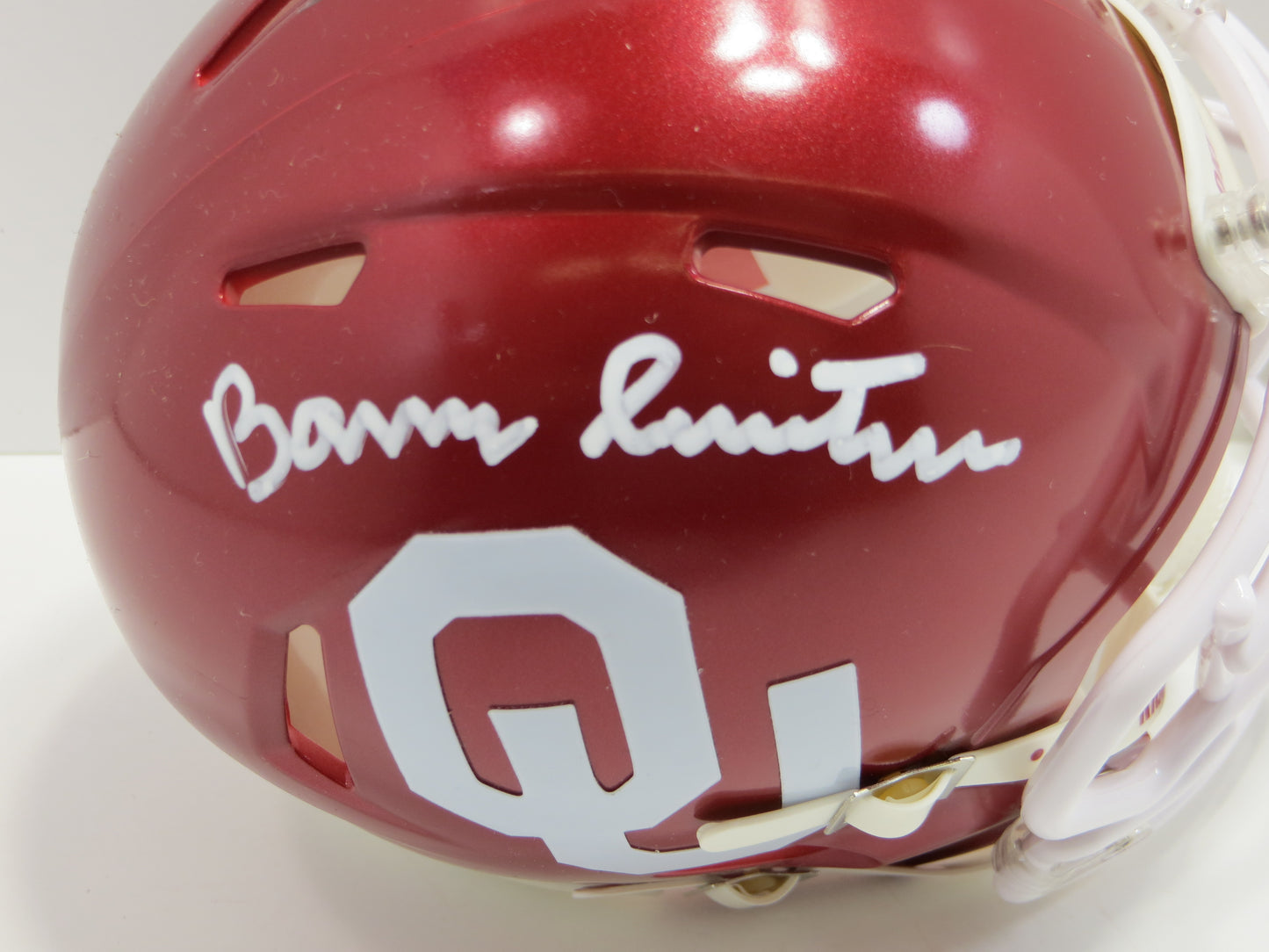 BARRY SWITZER OKLAHOMA OU SOONERS SIGNED MINI HELMET Cowboys BAS