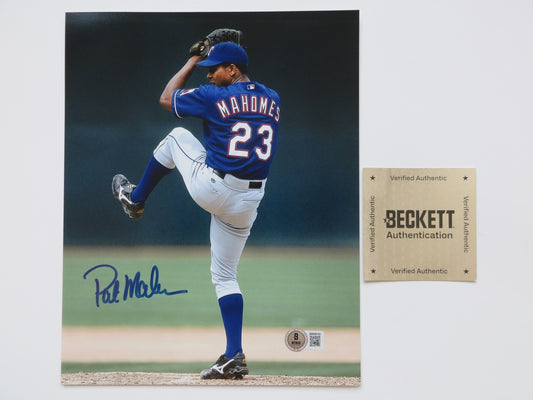 PAT PATRICK MAHOMES SR. TEXAS RANGERS SIGNED 8x10 PHOTO w/INSC Twins Chiefs BAS