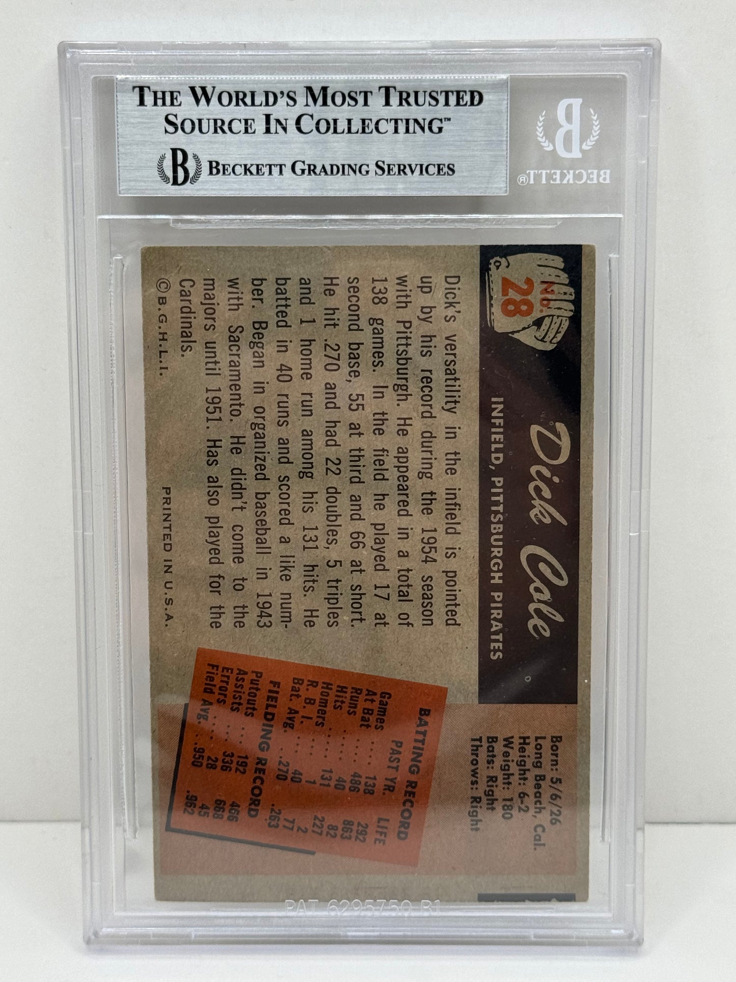 1955 Bowman Dick Cole #28 Auto Beckett Authentic Deceased in 2018