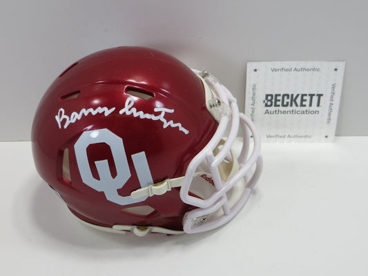 BARRY SWITZER OKLAHOMA OU SOONERS SIGNED MINI HELMET Cowboys BAS