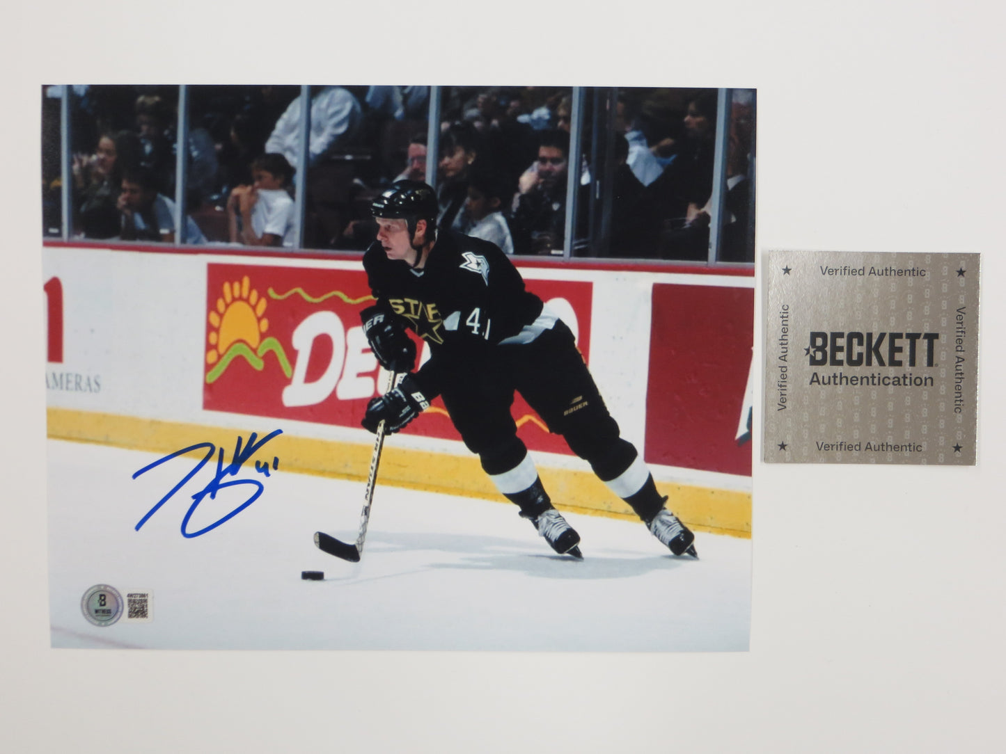 TONY HRKAC DALLAS STARS SIGNED 8x10 HOCKEY PHOTO PUCK CONTROL BAS COA