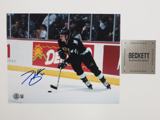 TONY HRKAC DALLAS STARS SIGNED 8x10 HOCKEY PHOTO PUCK CONTROL BAS COA