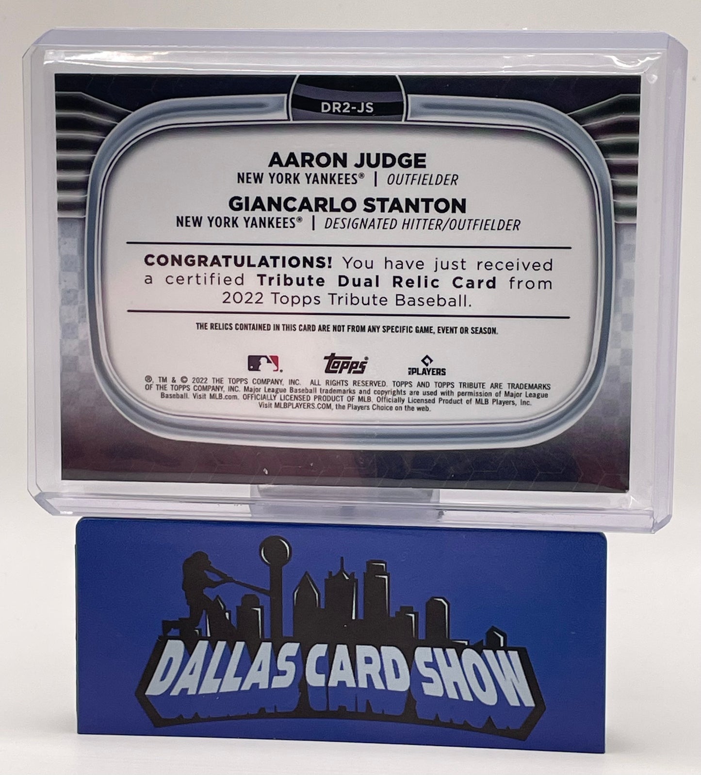 2022 Tribute #DR2-JS Aaron Judge,Giancarlo Stanton Dual Relic /199