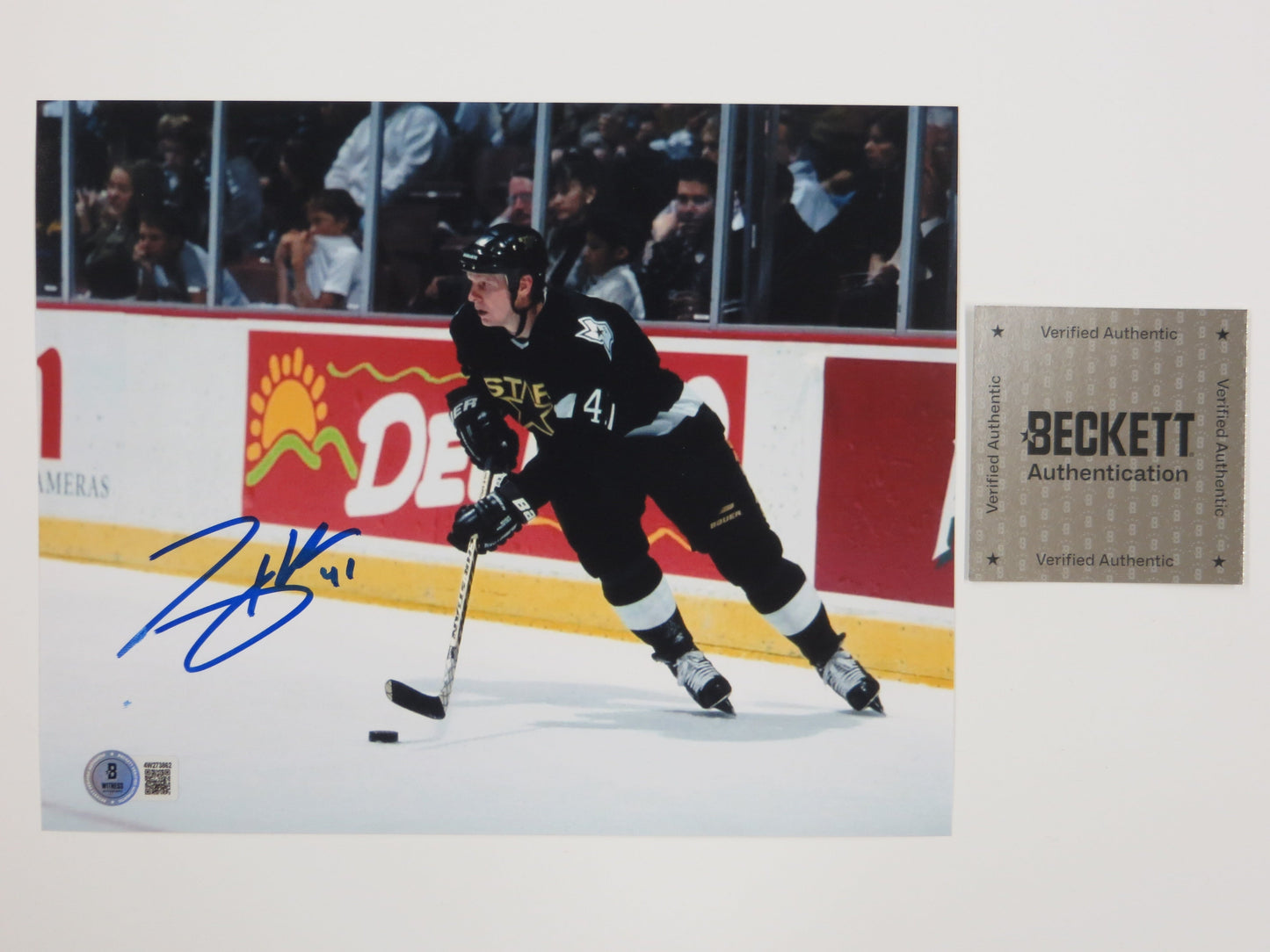 TONY HRKAC DALLAS STARS SIGNED 8x10 HOCKEY PHOTO PUCK CONTROL BAS COA