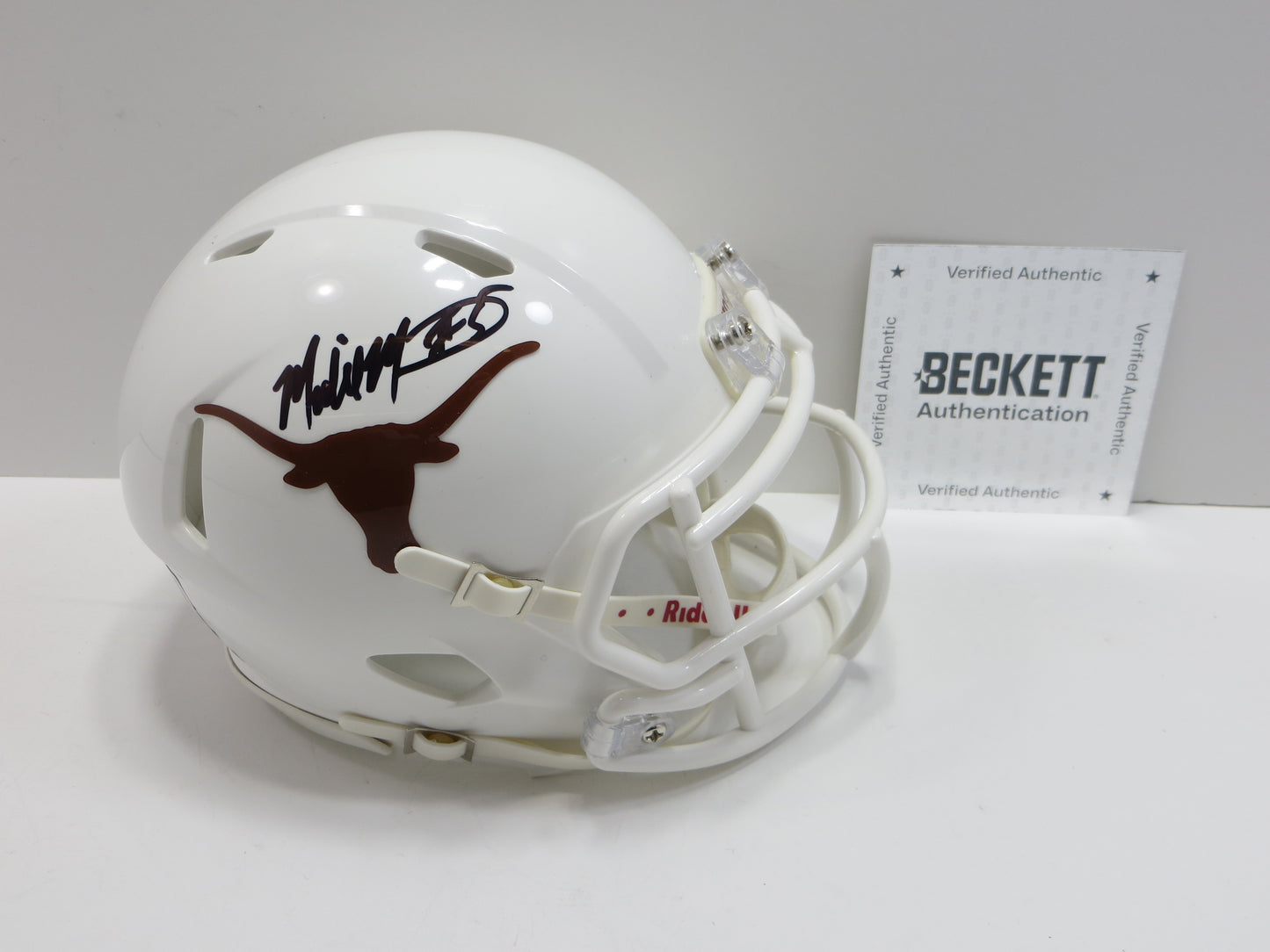 MALIK MUHAMMAD SIGNED UT TEXAS LONGHORNS SIGNED MINI HELMET BAS COA