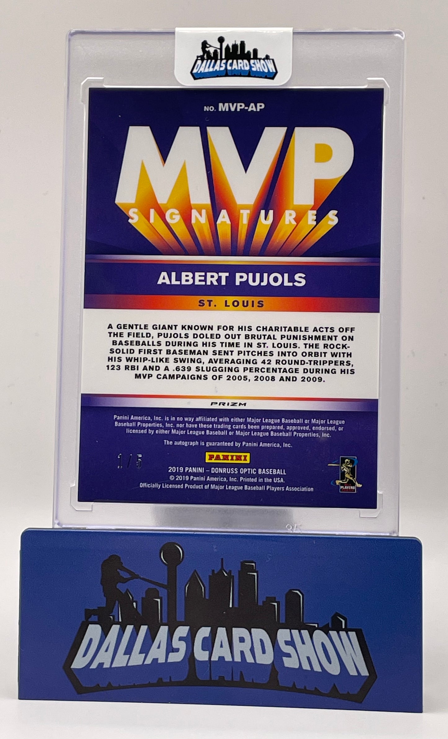 2019 Panini Optic #MVP-AP Albert Pujols MVP Signatures Autograph /5
