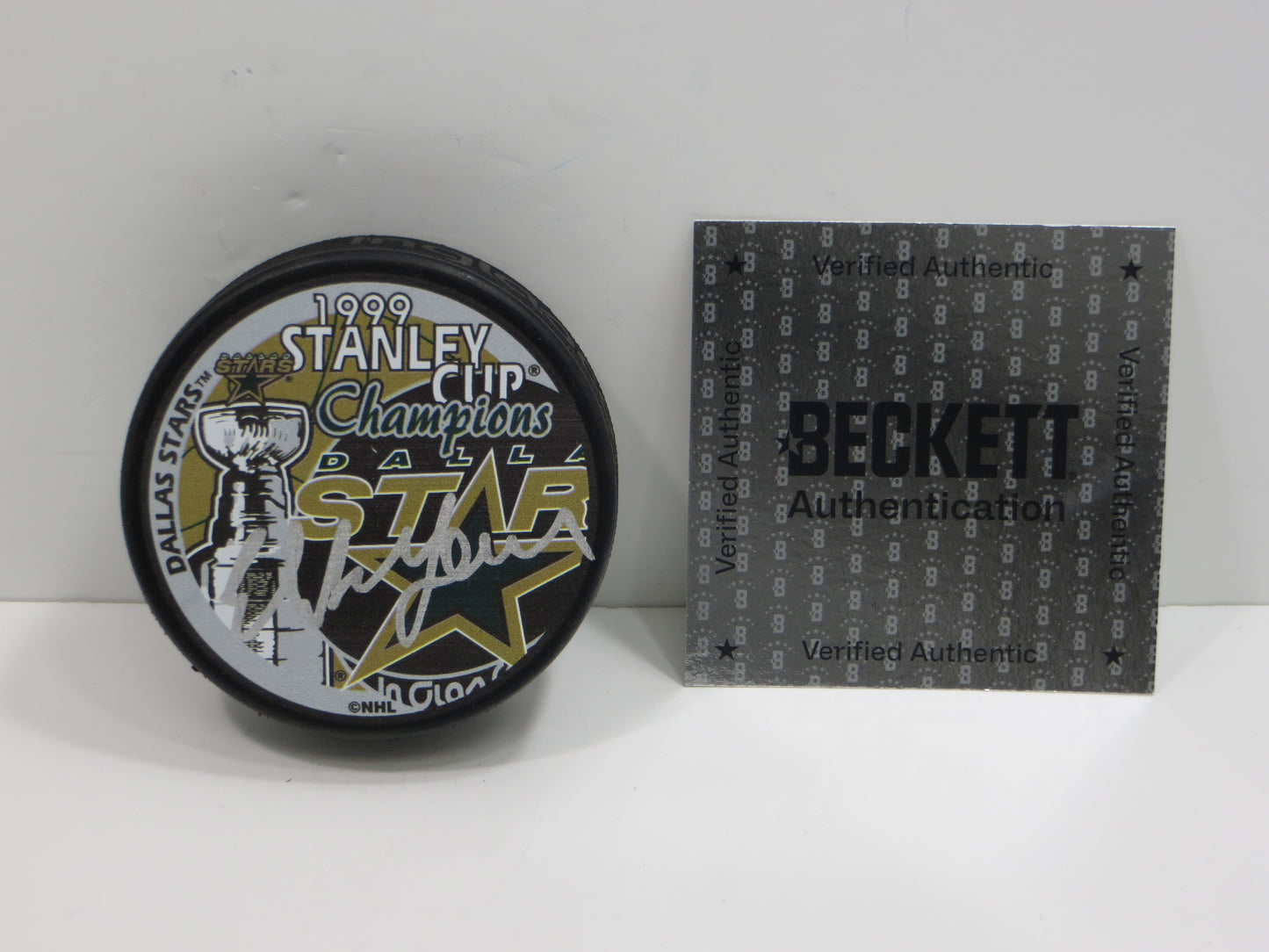 ED BELFOUR DALLAS STARS 1999 STANLEY CUP SIGNED HOCKEY PUCK BAS COA