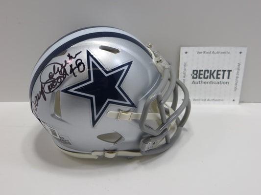 DARYL MOOSE JOHNSTON SIGNED DALLAS COWBOYS MINI HELMET BAS COA