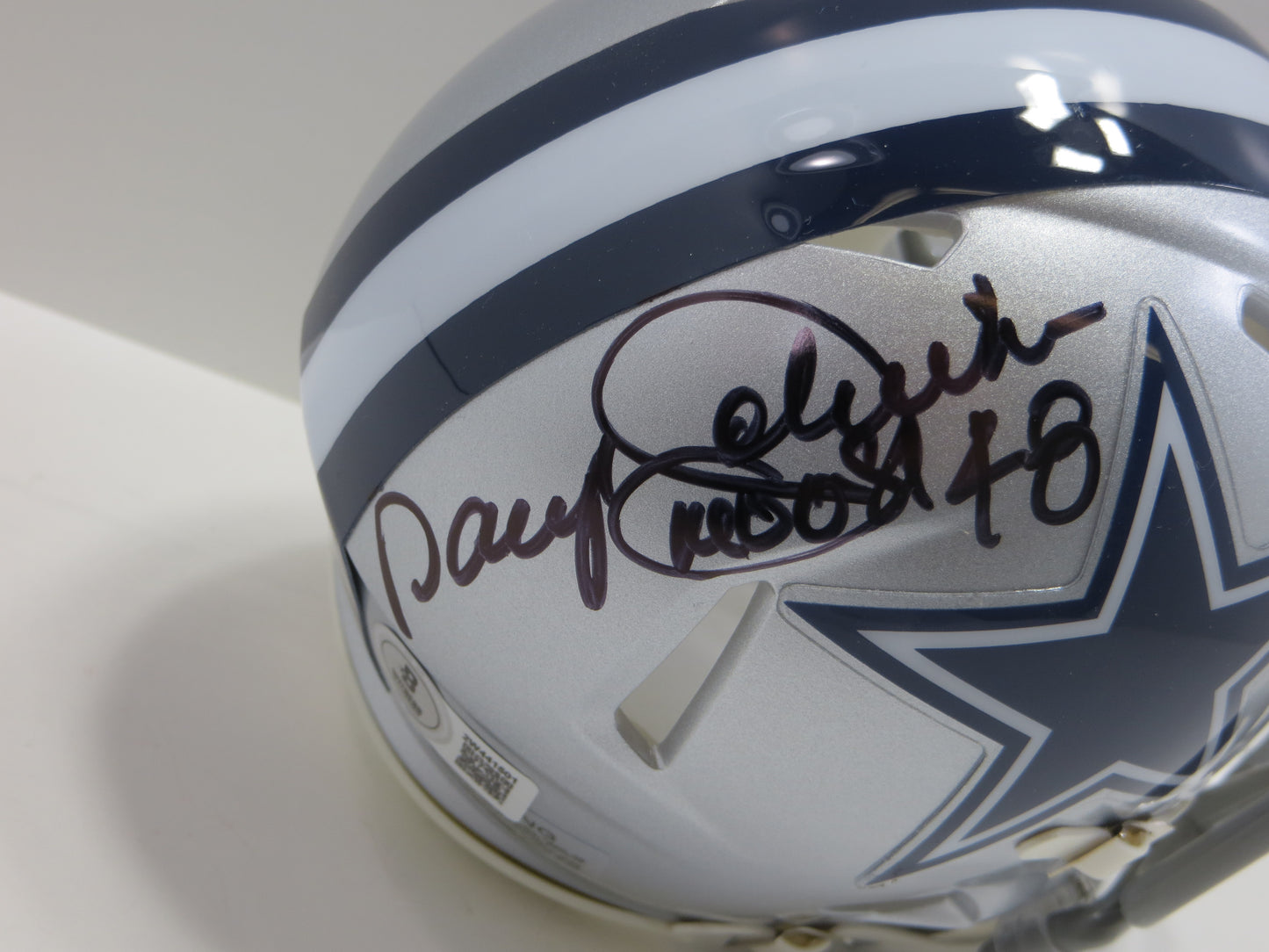 DARYL MOOSE JOHNSTON SIGNED DALLAS COWBOYS MINI HELMET BAS COA