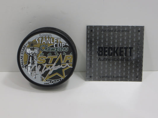 ED BELFOUR DALLAS STARS 1999 STANLEY CUP SIGNED HOCKEY PUCK BAS COA