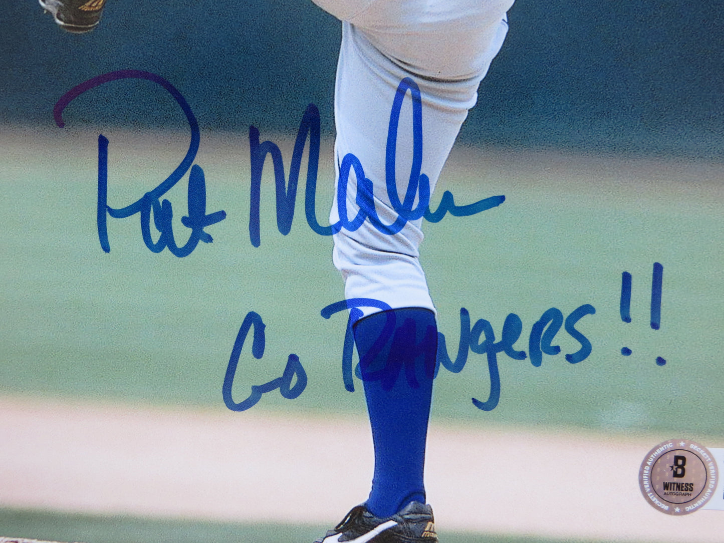 PAT PATRICK MAHOMES SR. TEXAS RANGERS SIGNED 8x10 PHOTO w/INSC Twins Chiefs BAS