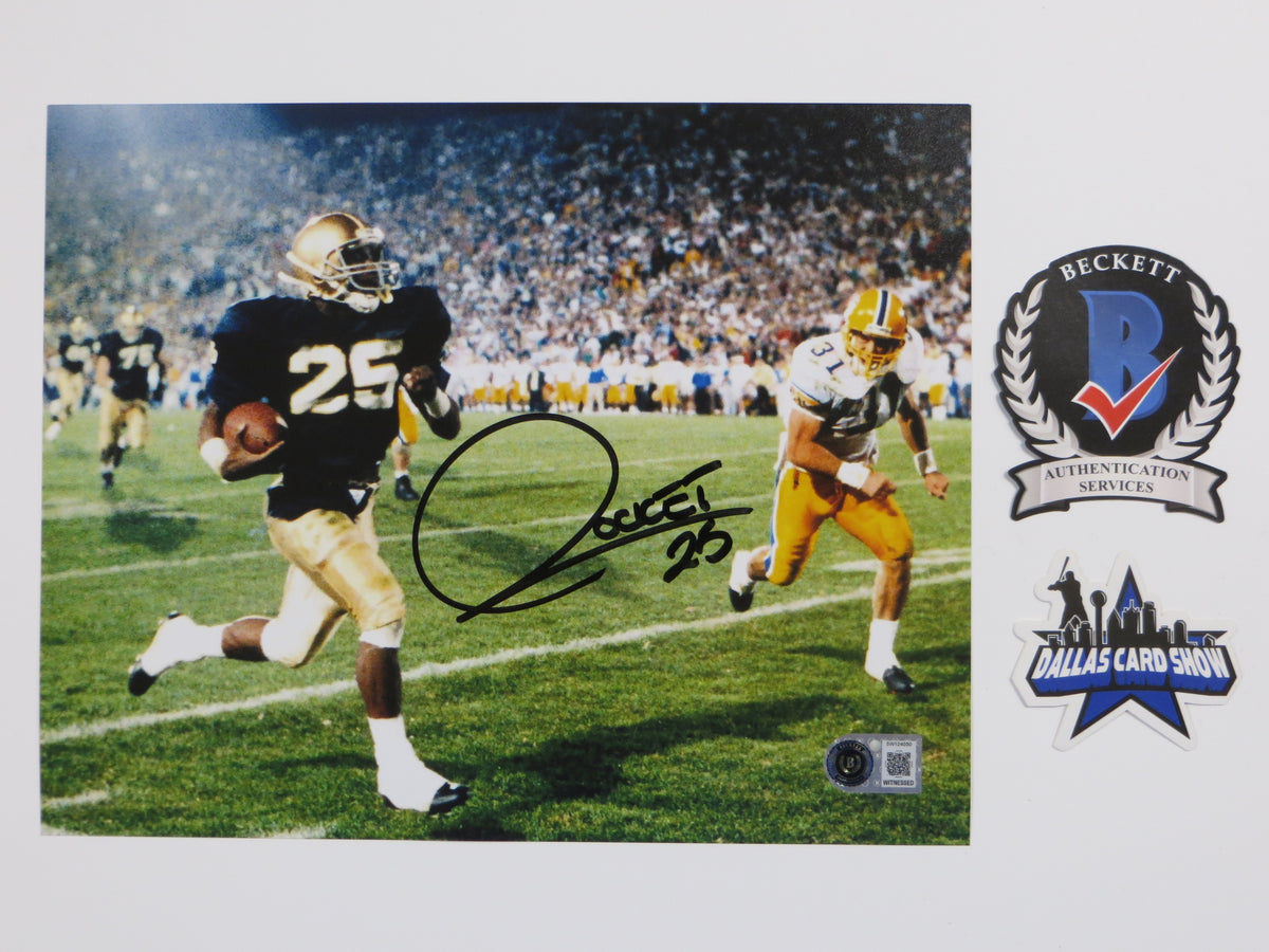 ROCKET ISMAIL NOTRE DAME SIGNED 8x10 PHOTO Touchdown Black BAS