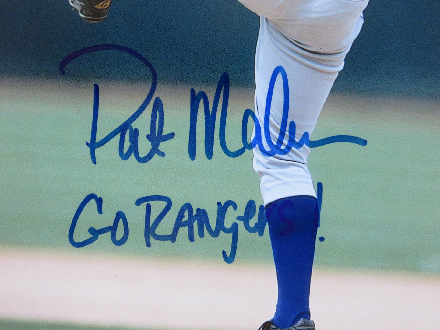 PAT PATRICK MAHOMES SR. TEXAS RANGERS SIGNED 8x10 PHOTO w/INSC Twins Chiefs BAS