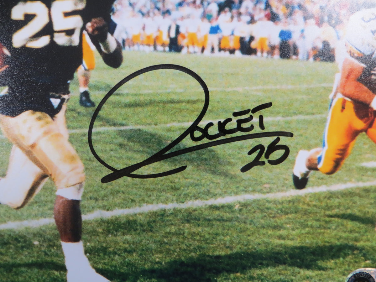 ROCKET ISMAIL NOTRE DAME SIGNED 8x10 PHOTO Touchdown Black BAS