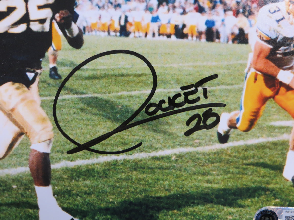 ROCKET ISMAIL NOTRE DAME SIGNED 8x10 PHOTO Touchdown Black BAS