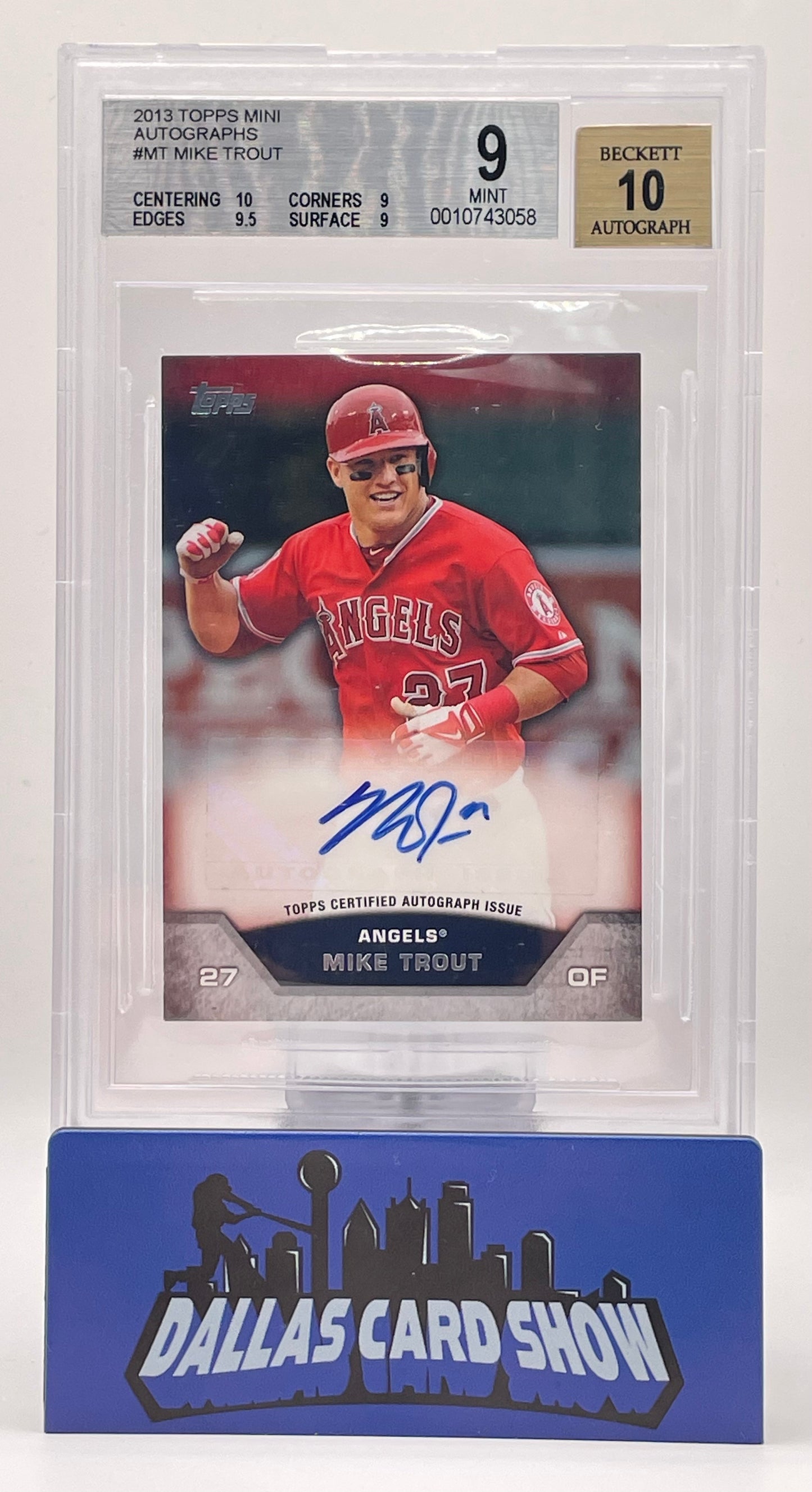 2013 Topps Mini #MT Mike Trout Autographs BGS 9 Autograph 10