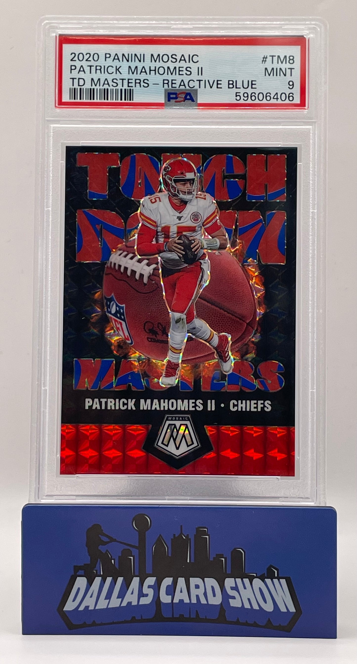 2020 Panini Mosaic #TM8 Patrick Mahomes Touchdown Masters Blue Reactive /99 PSA 9