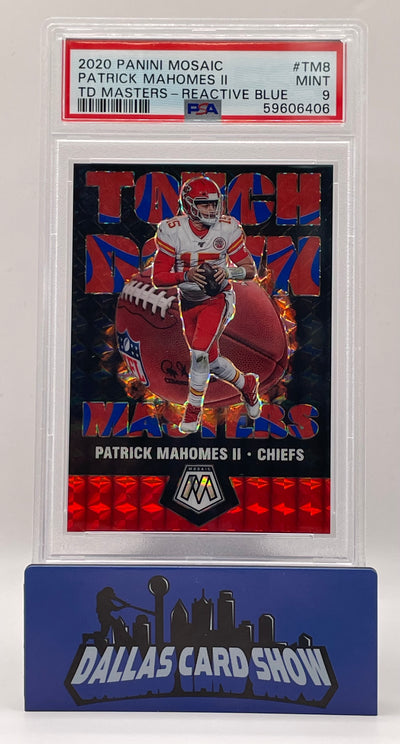 2020 Panini Mosaic #TM8 Patrick Mahomes Touchdown Masters Blue Reactive /99 PSA 9