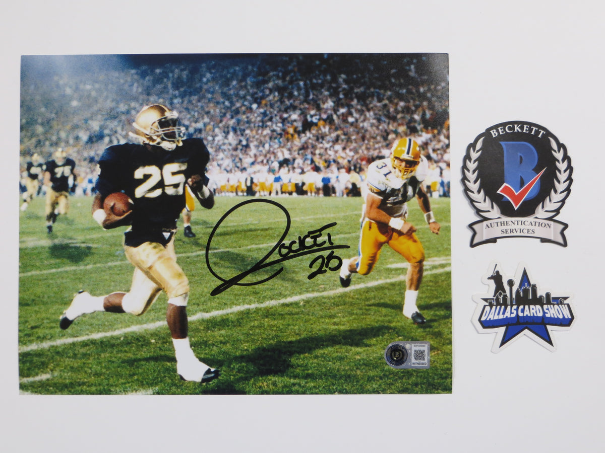 ROCKET ISMAIL NOTRE DAME SIGNED 8x10 PHOTO Touchdown Black BAS