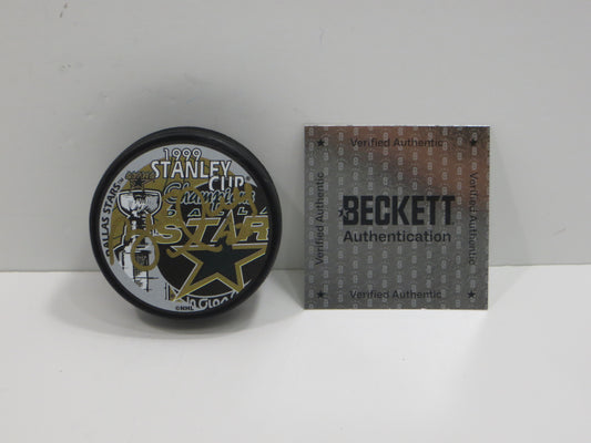 BRETT HULL DALLAS STARS 1999 STANLEY CUP SIGNED HOCKEY PUCK BAS COA