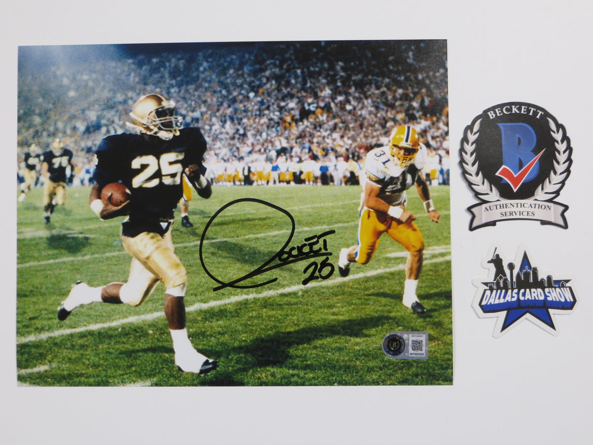 ROCKET ISMAIL NOTRE DAME SIGNED 8x10 PHOTO Touchdown Black BAS