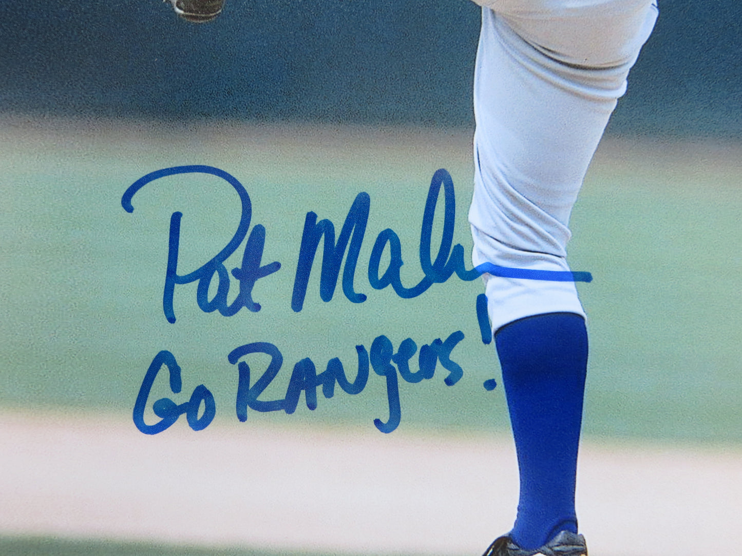 PAT PATRICK MAHOMES SR. TEXAS RANGERS SIGNED 8x10 PHOTO w/INSC Twins Chiefs BAS