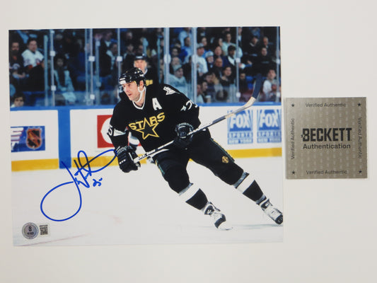 JOE NIEUWENDYK DALLAS STARS SIGNED 8x10 PHOTO BLACK JERSEY BAS