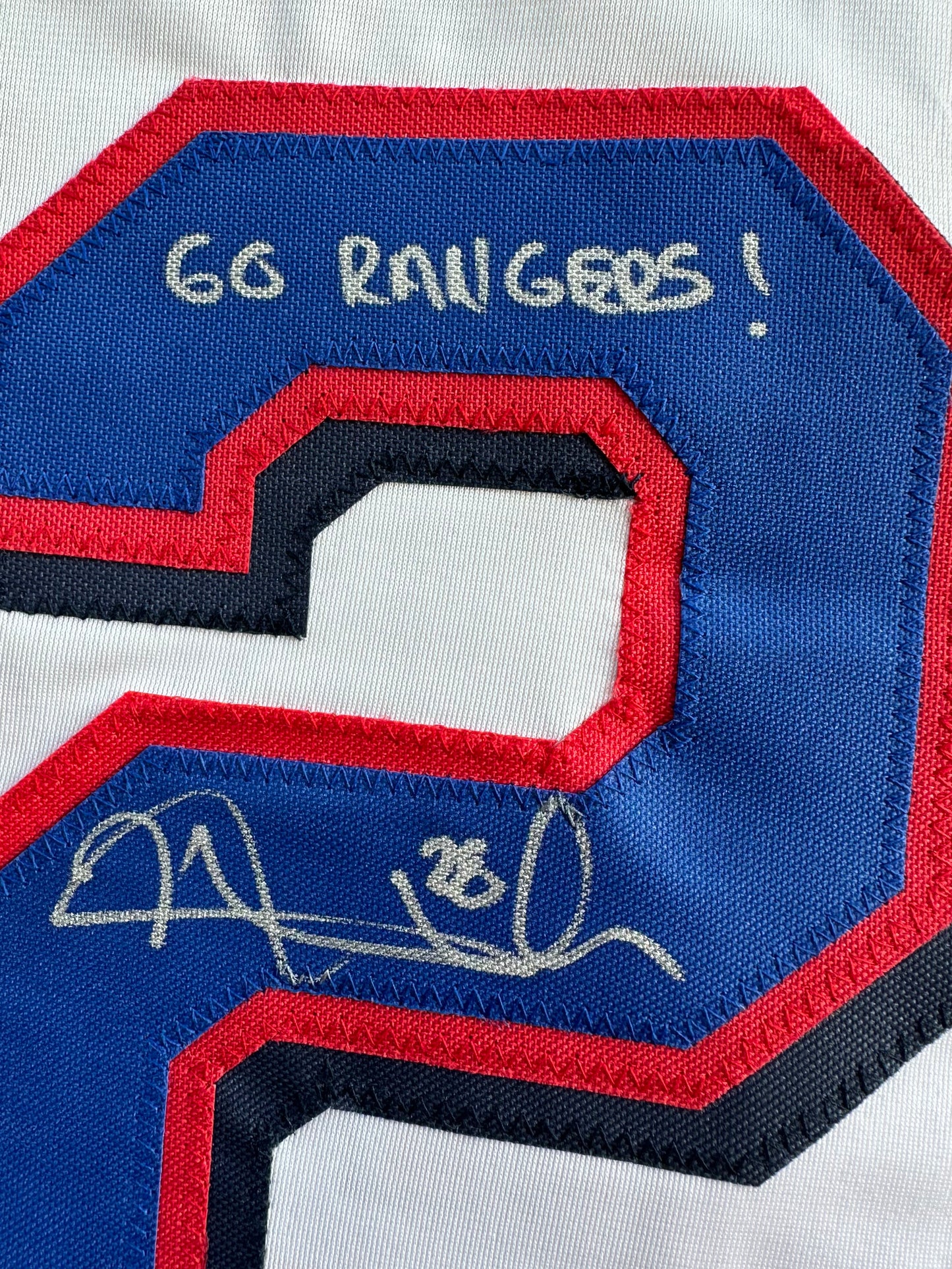 KEVIN MENCH TEXAS RANGERS SIGNED JERSEY w/GO RANGERS! BAS COA