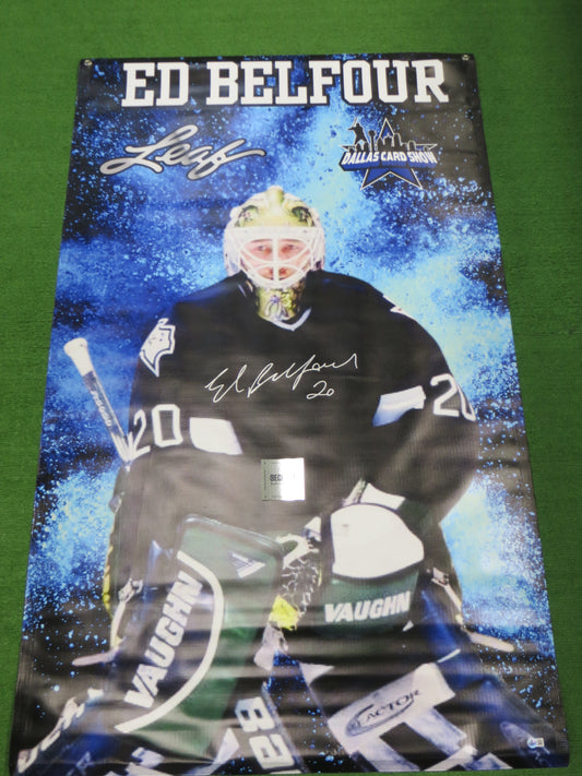 ED BELFOUR SIGNED DALLAS STARS Dallas Card Show 36x60 VINYL BANNER BAS