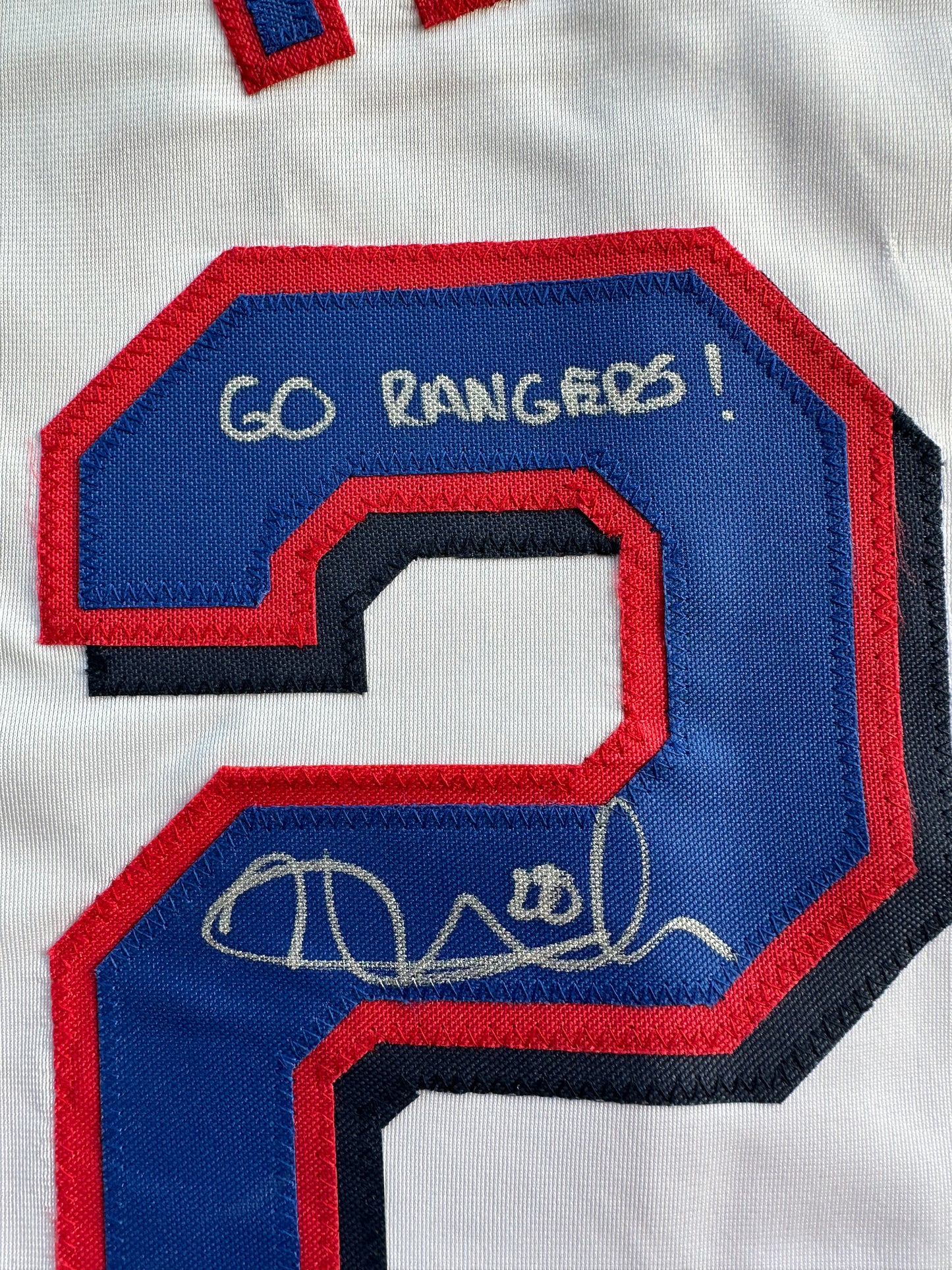 KEVIN MENCH TEXAS RANGERS SIGNED JERSEY w/GO RANGERS! BAS COA