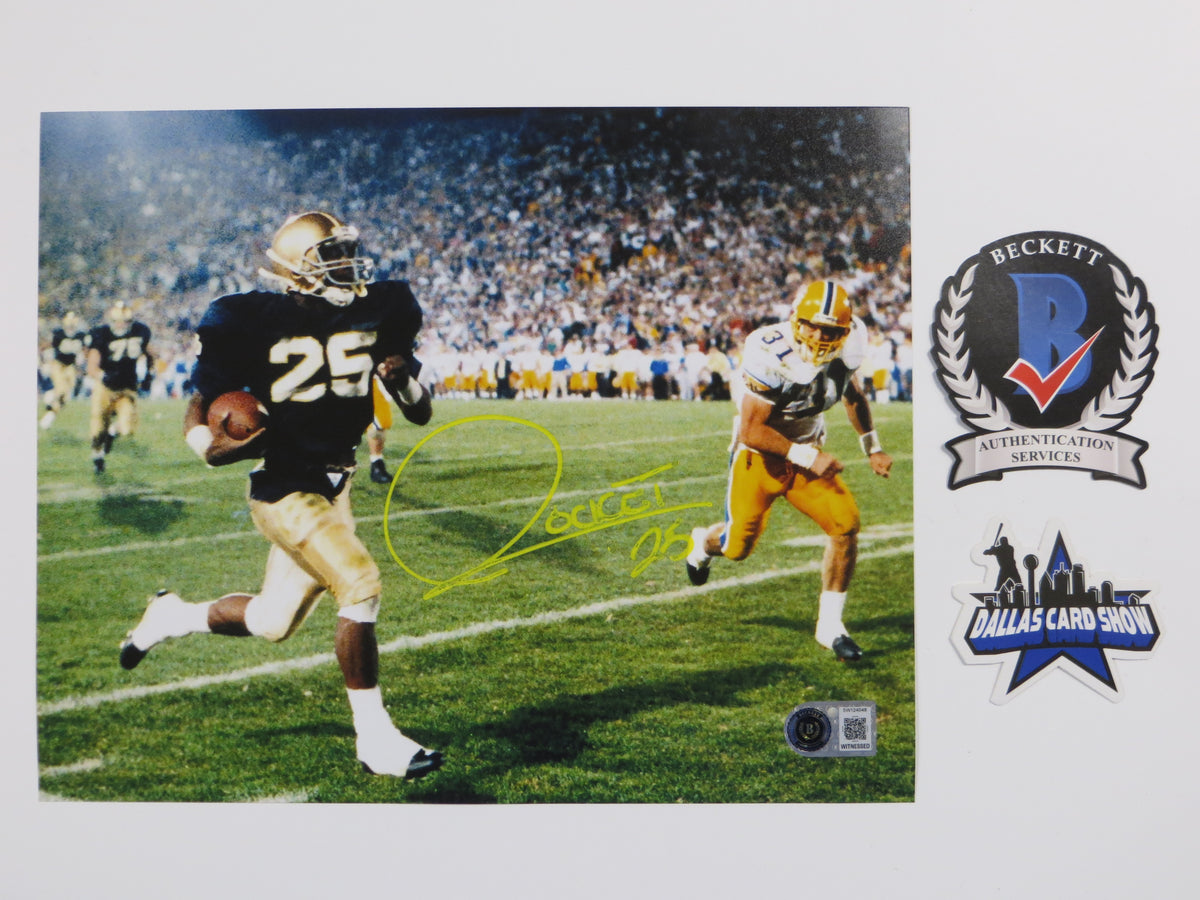 ROCKET ISMAIL NOTRE DAME SIGNED 8x10 PHOTO Touchdown Yellow BAS