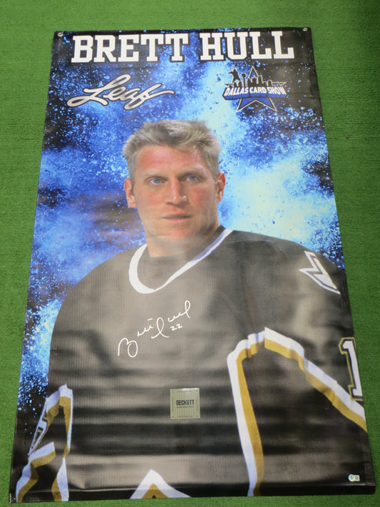 BRETT HULL SIGNED DALLAS STARS Dallas Card Show 36x60 VINYL BANNER BAS