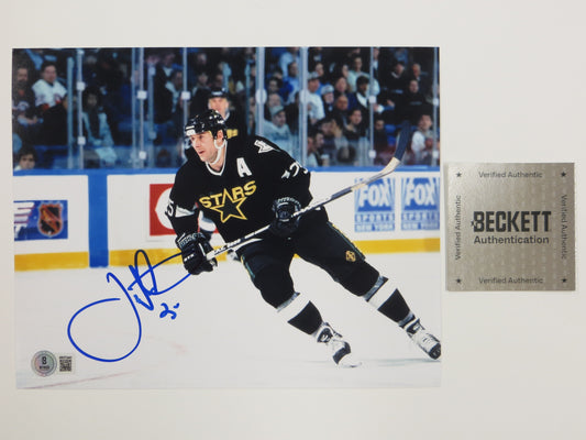 JOE NIEUWENDYK DALLAS STARS SIGNED 8x10 PHOTO BLACK JERSEY BAS
