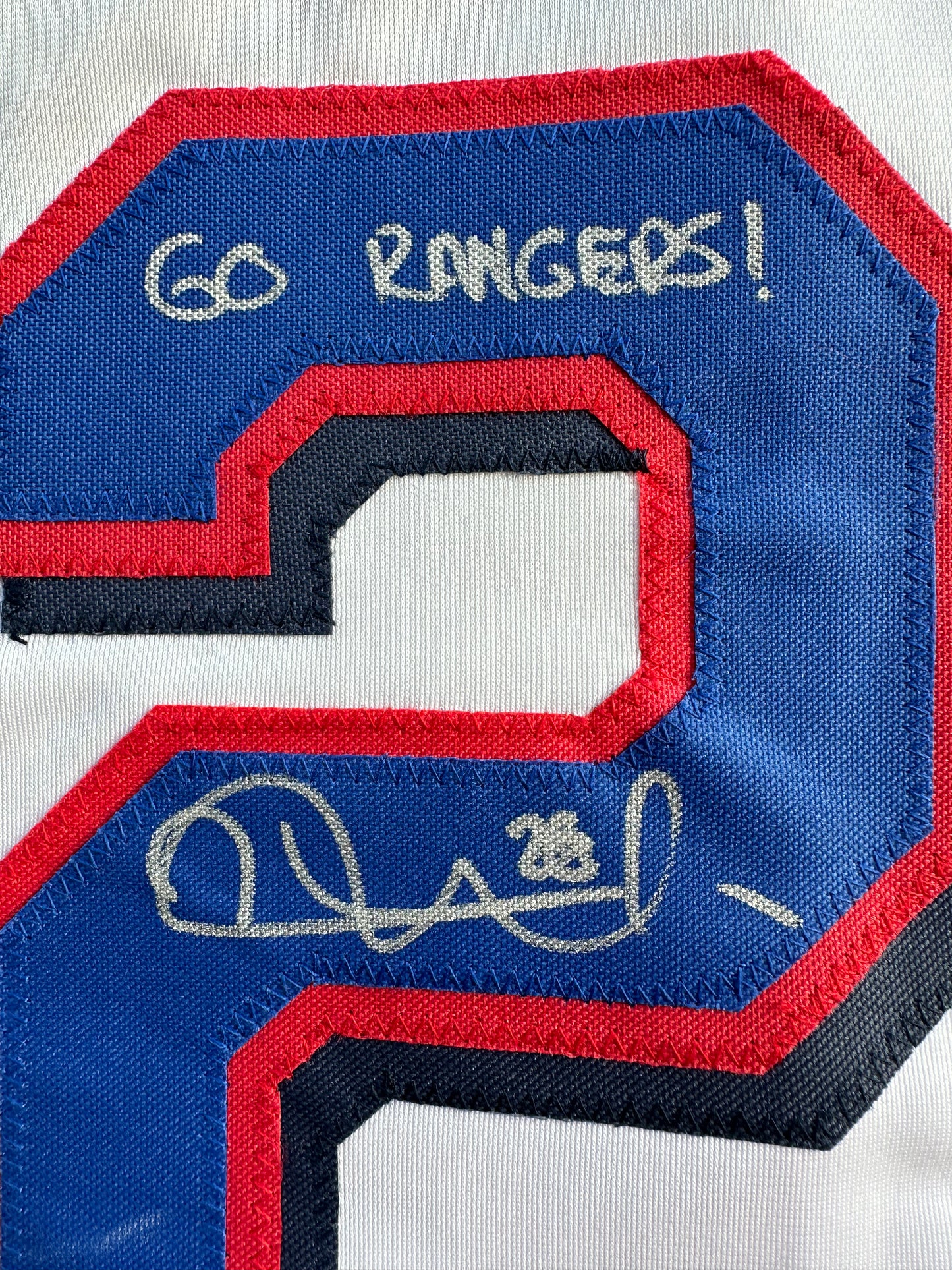 KEVIN MENCH TEXAS RANGERS SIGNED JERSEY w/GO RANGERS! BAS COA