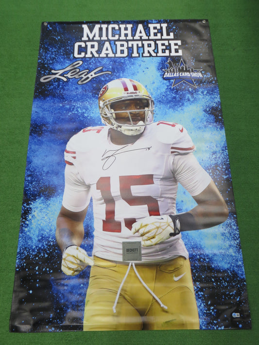 MICHAEL CRABTREE SIGNED 49ers Texas Tech Dallas Card Show 36x60 VINYL BANNER BAS