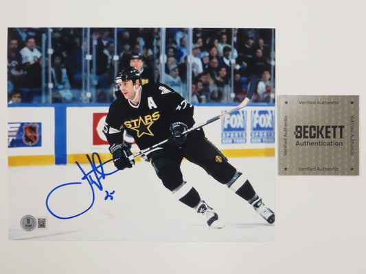 JOE NIEUWENDYK DALLAS STARS SIGNED 8x10 PHOTO BLACK JERSEY BAS