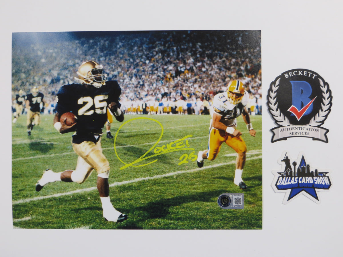 ROCKET ISMAIL NOTRE DAME SIGNED 8x10 PHOTO Touchdown Yellow BAS