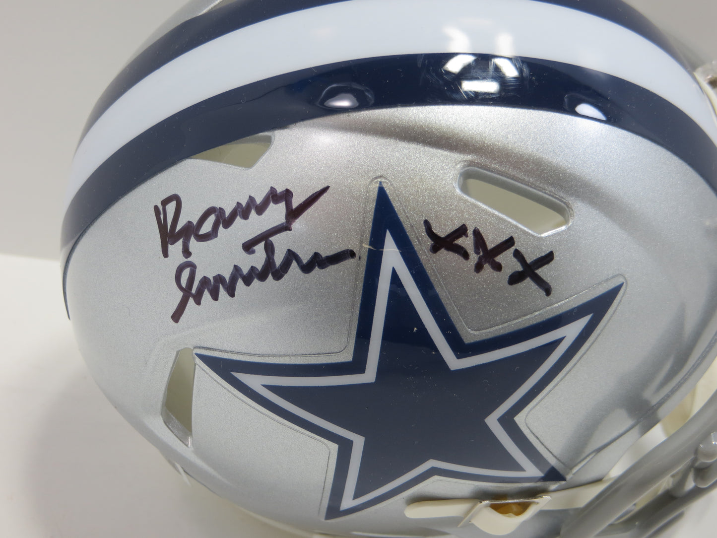 BARRY SWITZER SIGNED DALLAS COWBOYS MINI HELMET w/XXX Sooners BAS