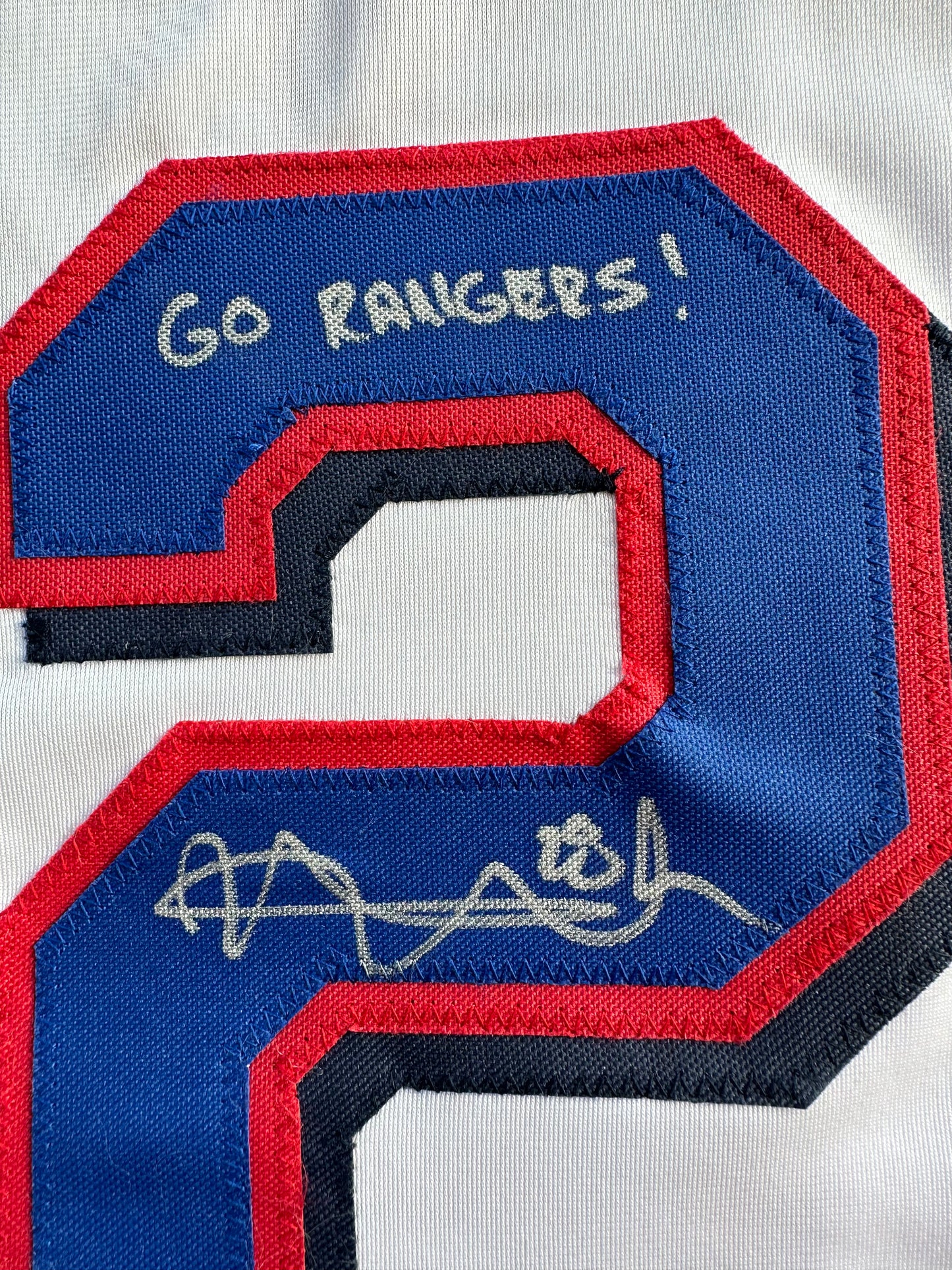KEVIN MENCH TEXAS RANGERS SIGNED JERSEY w/GO RANGERS! BAS COA