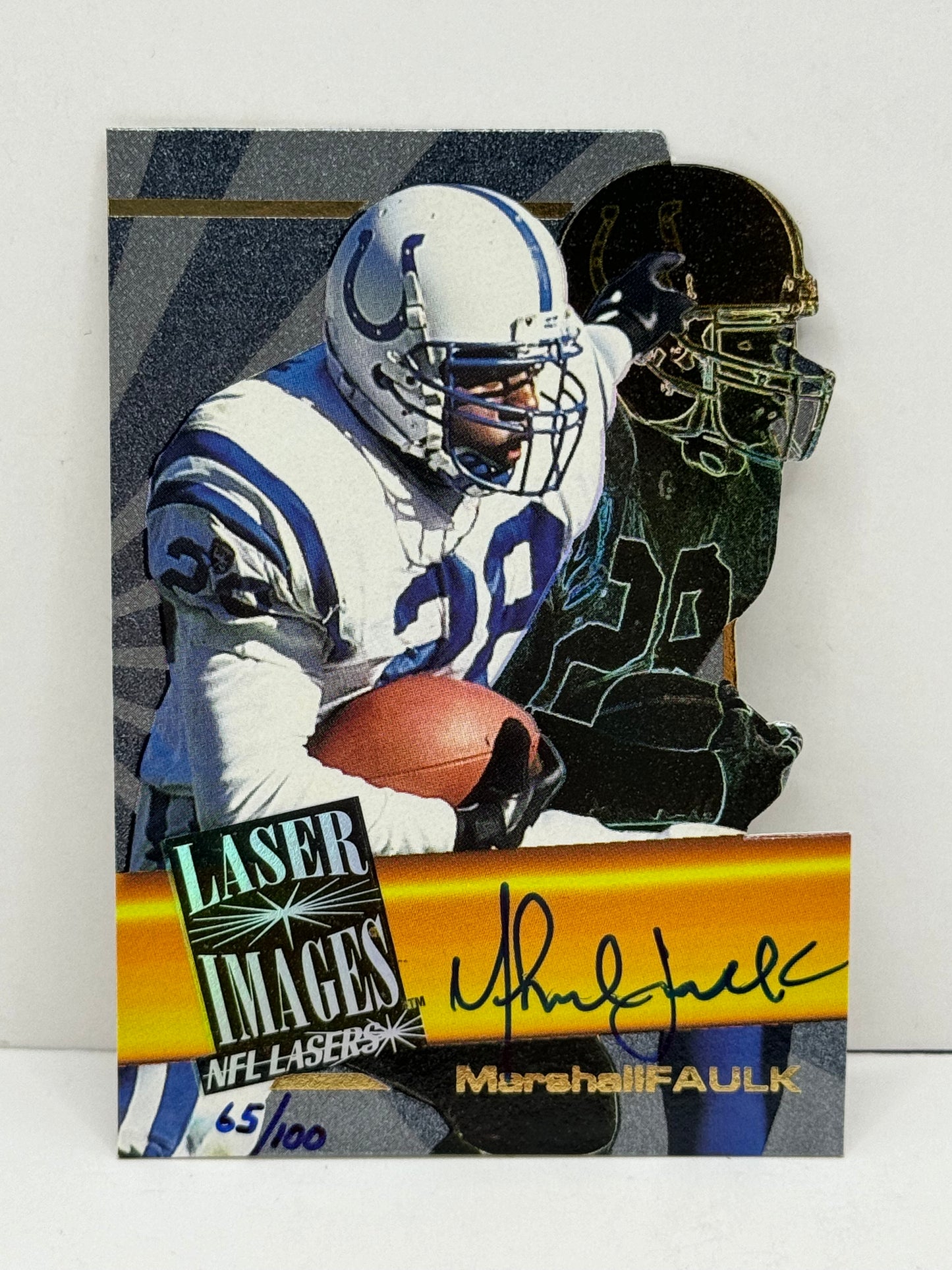 1996 Scoreboard Marshall Faulk Auto Laser Images #/100