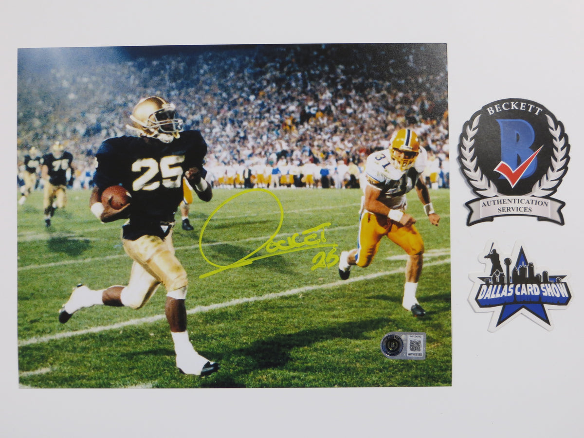 ROCKET ISMAIL NOTRE DAME SIGNED 8x10 PHOTO Touchdown Yellow BAS