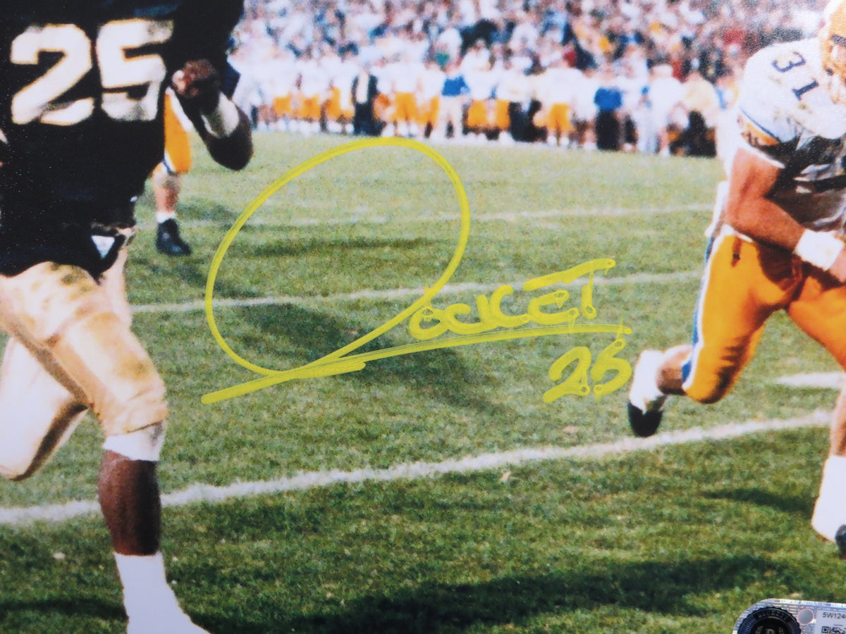 ROCKET ISMAIL NOTRE DAME SIGNED 8x10 PHOTO Touchdown Yellow BAS