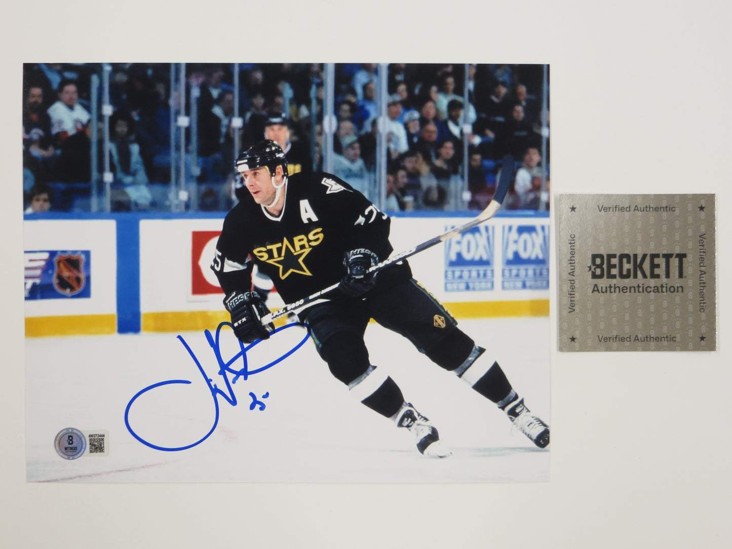 JOE NIEUWENDYK DALLAS STARS SIGNED 8x10 PHOTO BLACK JERSEY BAS