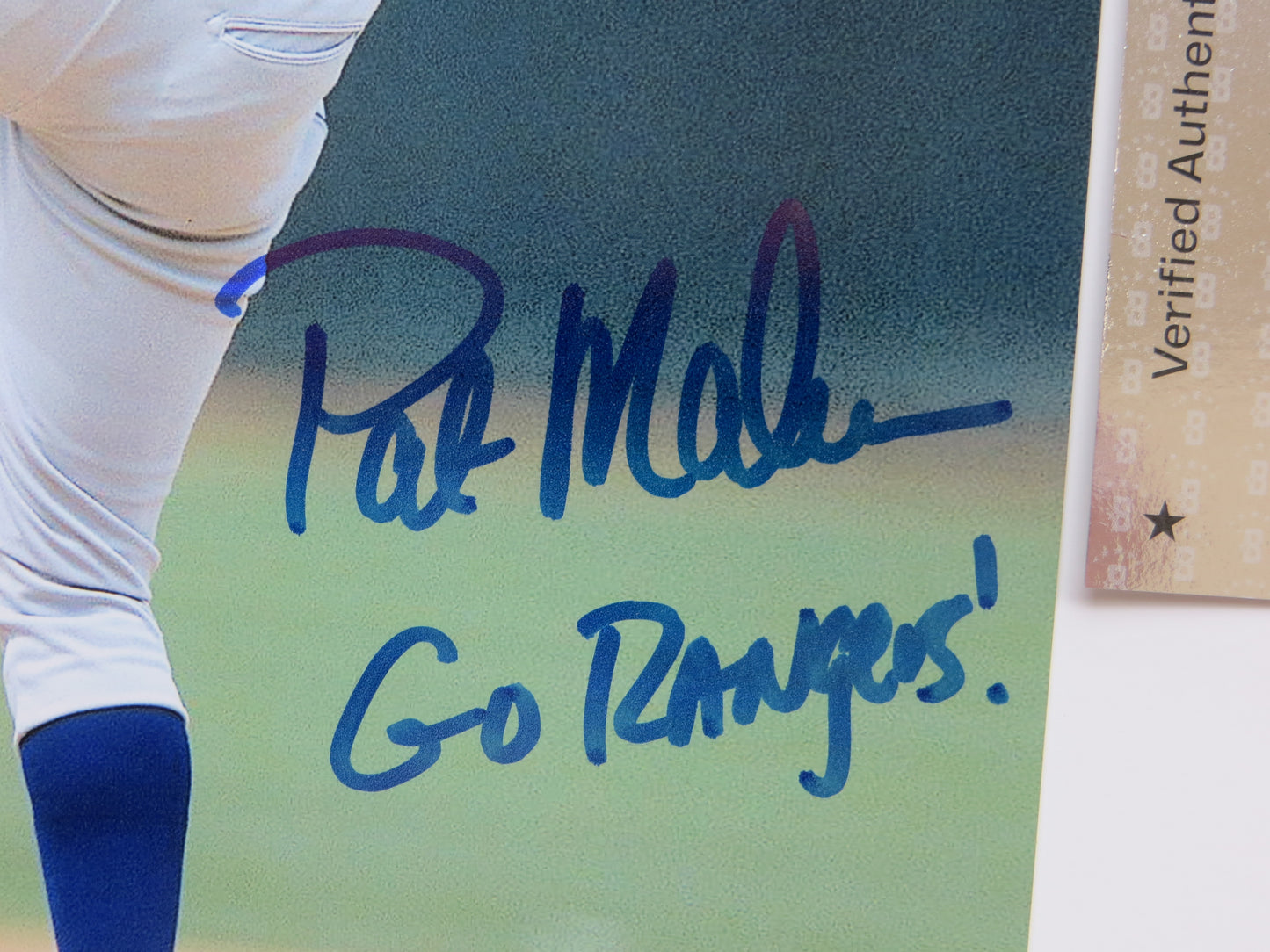 PAT PATRICK MAHOMES SR. TEXAS RANGERS SIGNED 8x10 PHOTO w/INSC Twins Chiefs BAS