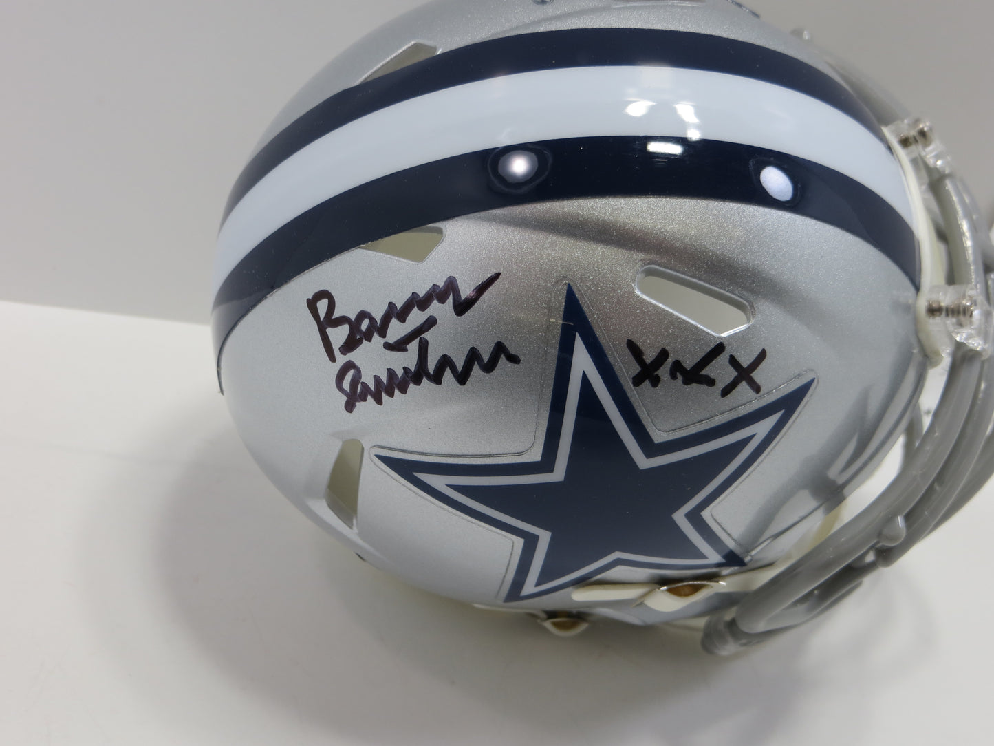 BARRY SWITZER SIGNED DALLAS COWBOYS MINI HELMET w/XXX Sooners BAS