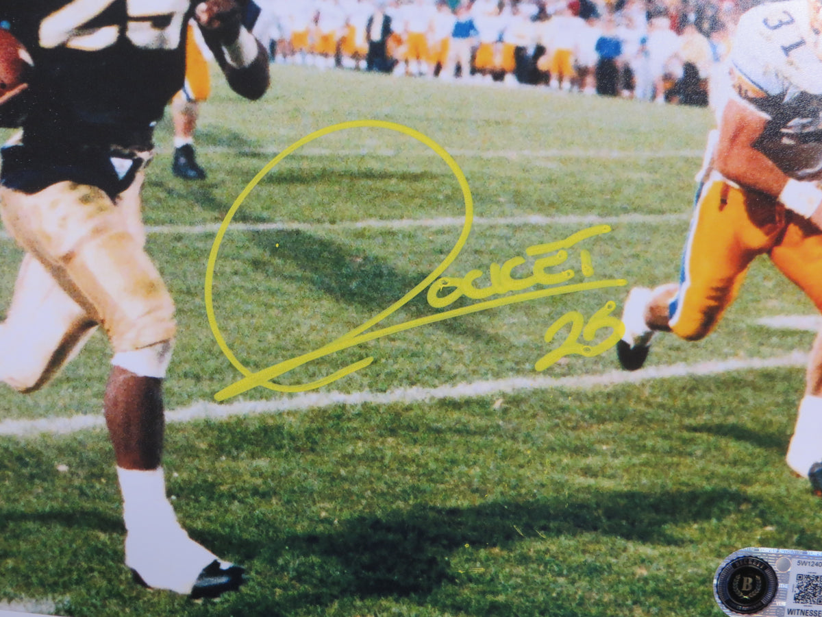 ROCKET ISMAIL NOTRE DAME SIGNED 8x10 PHOTO Touchdown Yellow BAS
